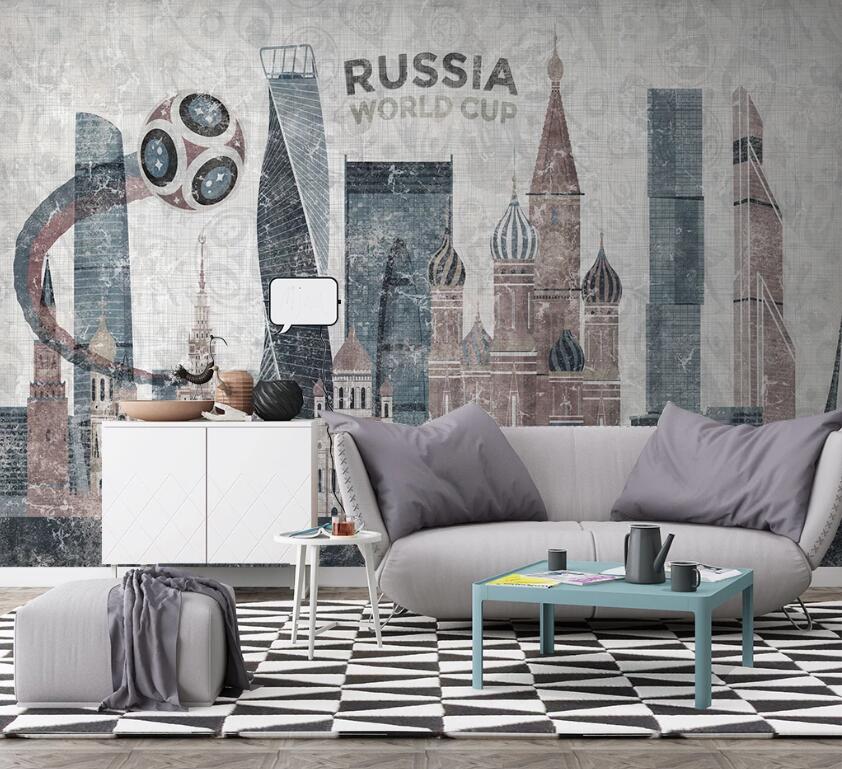 3D Building Ball WC1982 Wall Murals