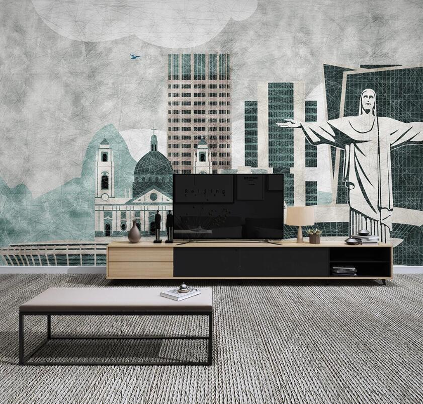 3D Building Painting WC1942 Wall Murals