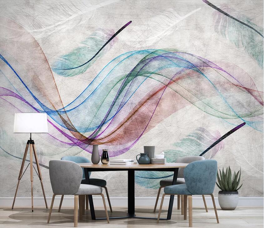 3D Blue Feather WC1920 Wall Murals