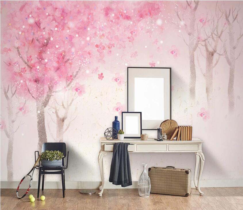 3D Pink Forest WC94 Wall Murals Wallpaper AJ Wallpaper 2