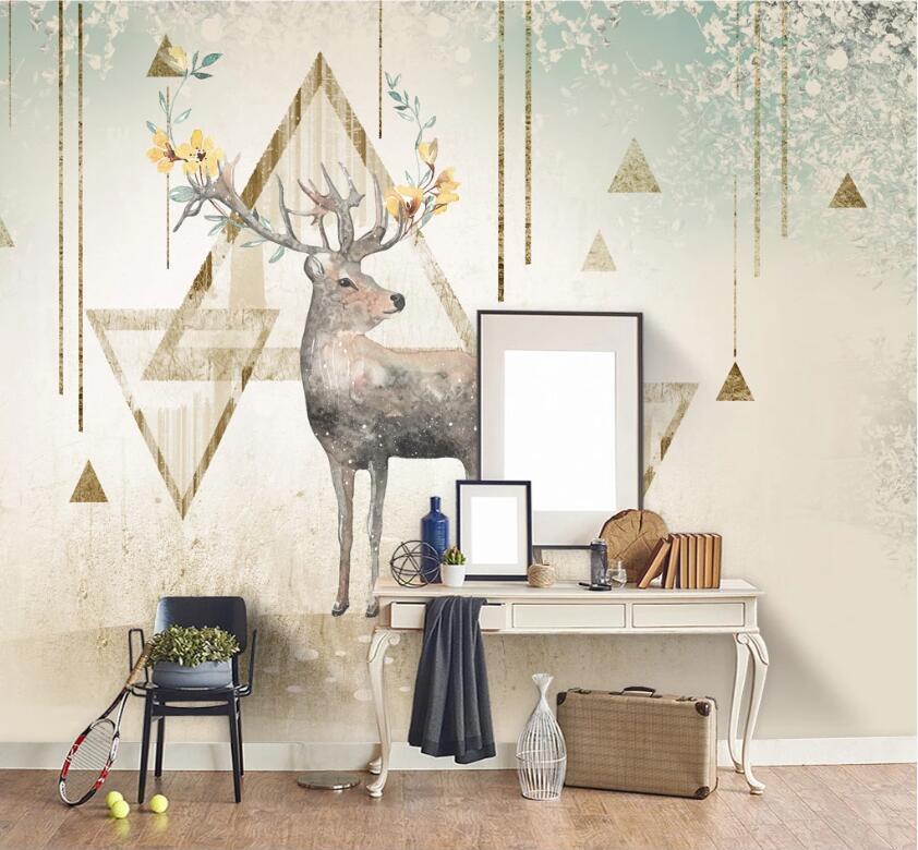 3D Geometric Elk WC57 Wall Murals Wallpaper AJ Wallpaper 2