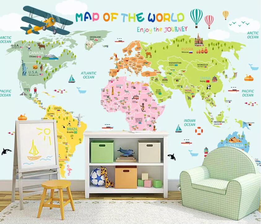 3D Color World Map WC1727 Wall Murals