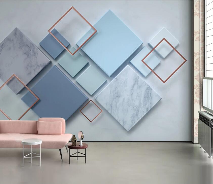 3D Square Marble WC1707 Wall Murals