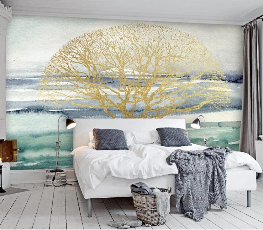 3D Golden Tree WC56 Wall Murals Wallpaper AJ Wallpaper 2