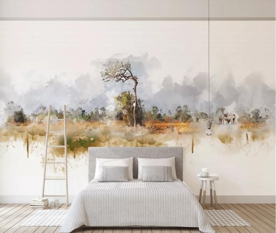 3D Foggy Forest WC10 Wall Murals Wallpaper AJ Wallpaper 2