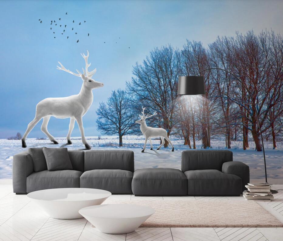 3D Snow Fawn WC92 Wall Murals Wallpaper AJ Wallpaper 2