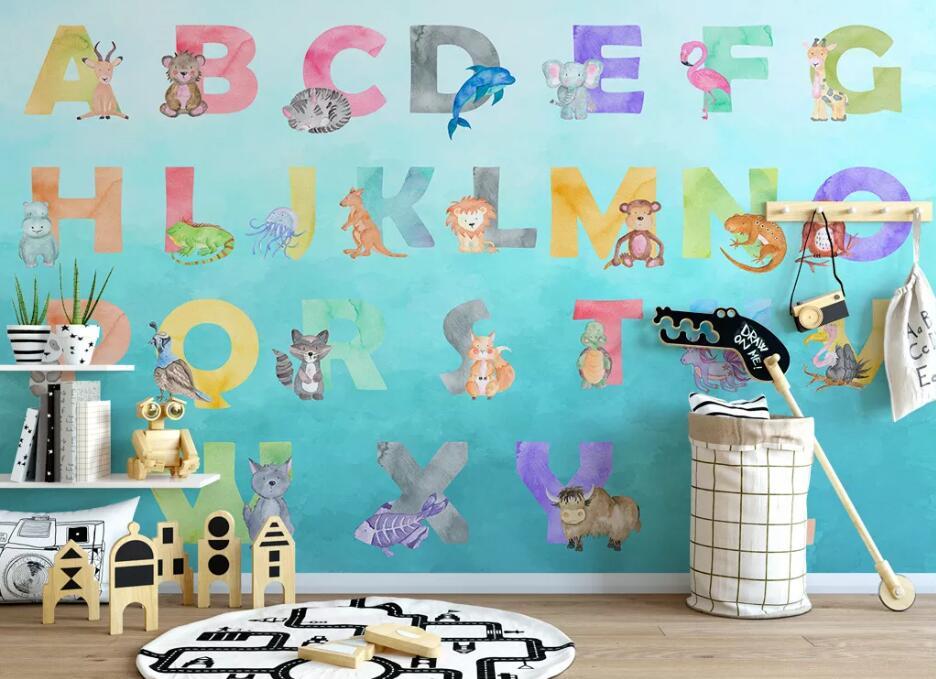 3D Animal Alphabet WC61 Wall Murals Wallpaper AJ Wallpaper 2