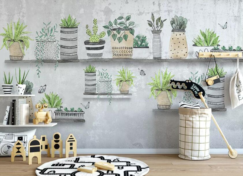 3D Green Pot WC46 Wall Murals Wallpaper AJ Wallpaper 2