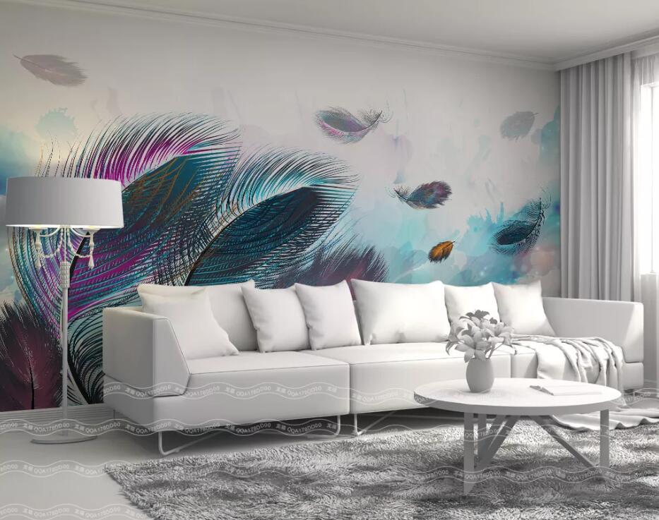 3D Colored Feather WC34 Wall Murals Wallpaper AJ Wallpaper 2