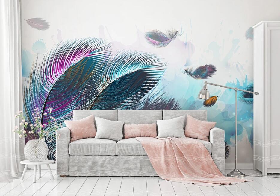 3D Colored Feather WC34 Wall Murals Wallpaper AJ Wallpaper 2