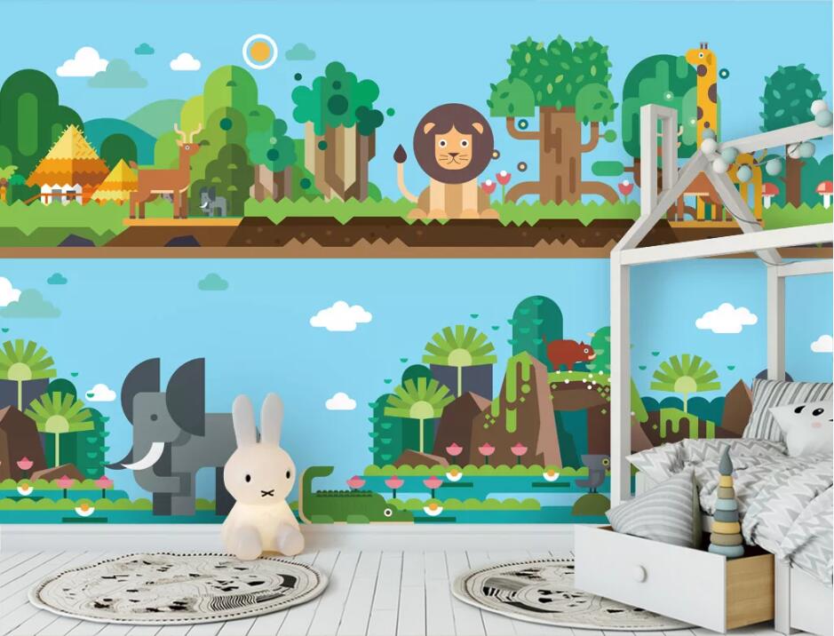 3D Lion Forest WC27 Wall Murals Wallpaper AJ Wallpaper 2