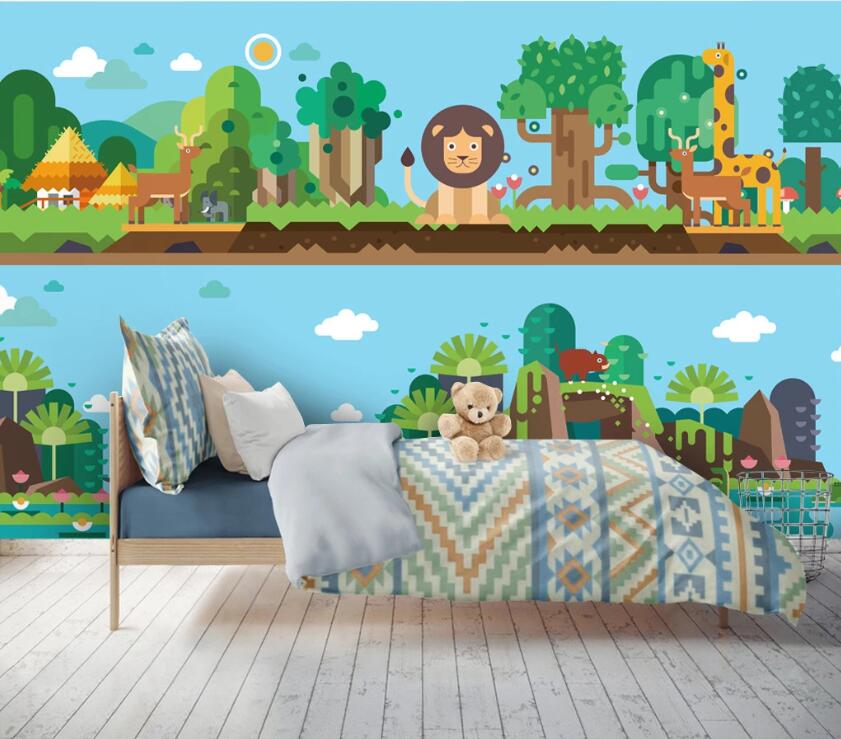 3D Giraffe Elephant WC1564 Wall Murals