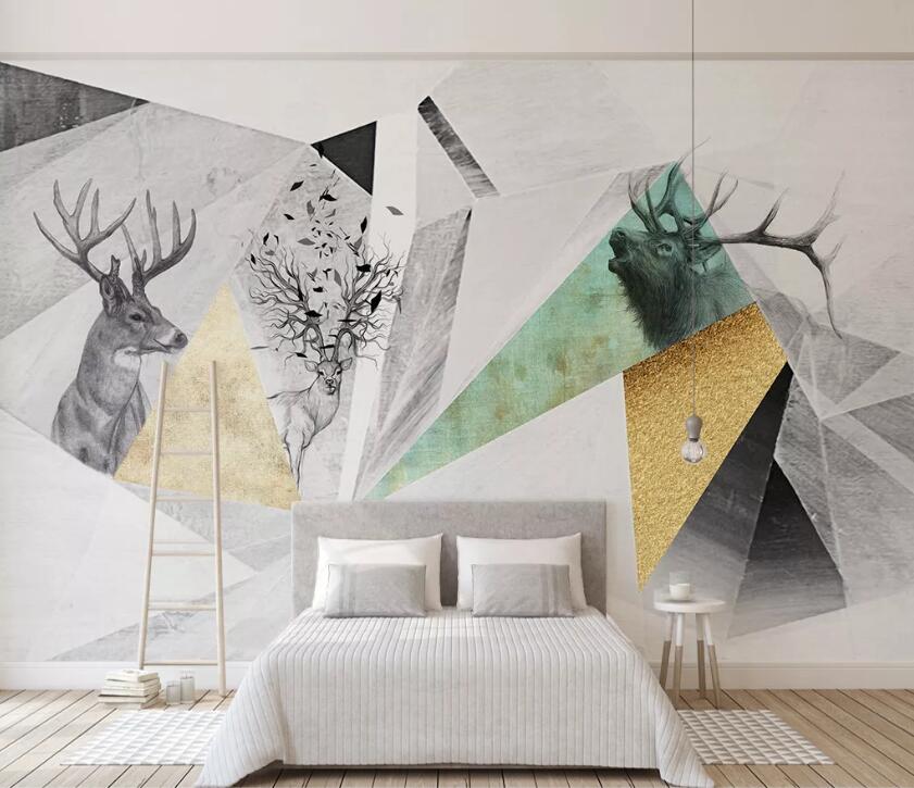 3D Triangle Deer WC1531 Wall Murals