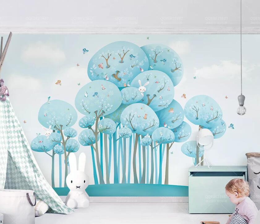 3D Blue Forest WC21 Wall Murals Wallpaper AJ Wallpaper 2