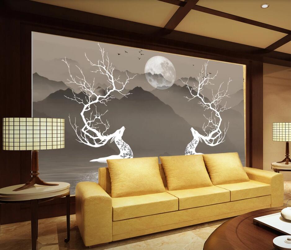 3D Elk Moon WC35 Wall Murals Wallpaper AJ Wallpaper 2