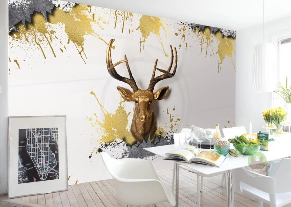 3D Metal Deer WC1412 Wall Murals
