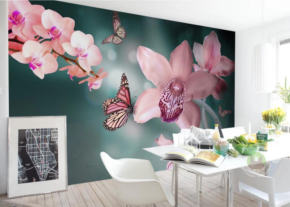 3D Flower Butterfly WC17 Wall Murals Wallpaper AJ Wallpaper 2