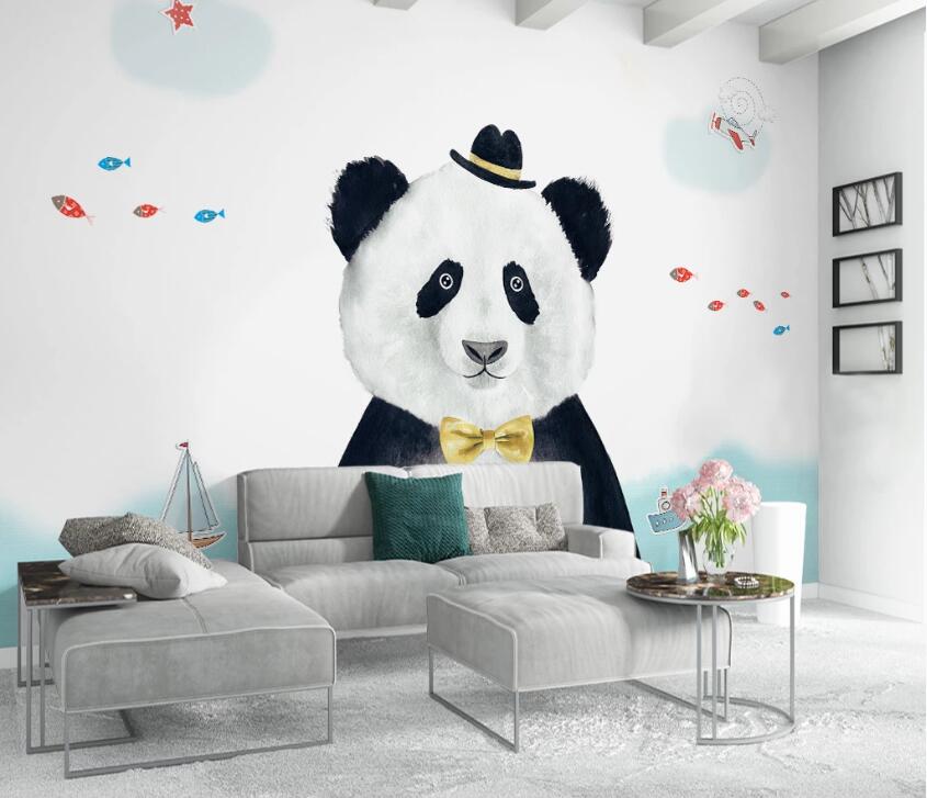 3D Cartoon Panda WC1371 Wall Murals