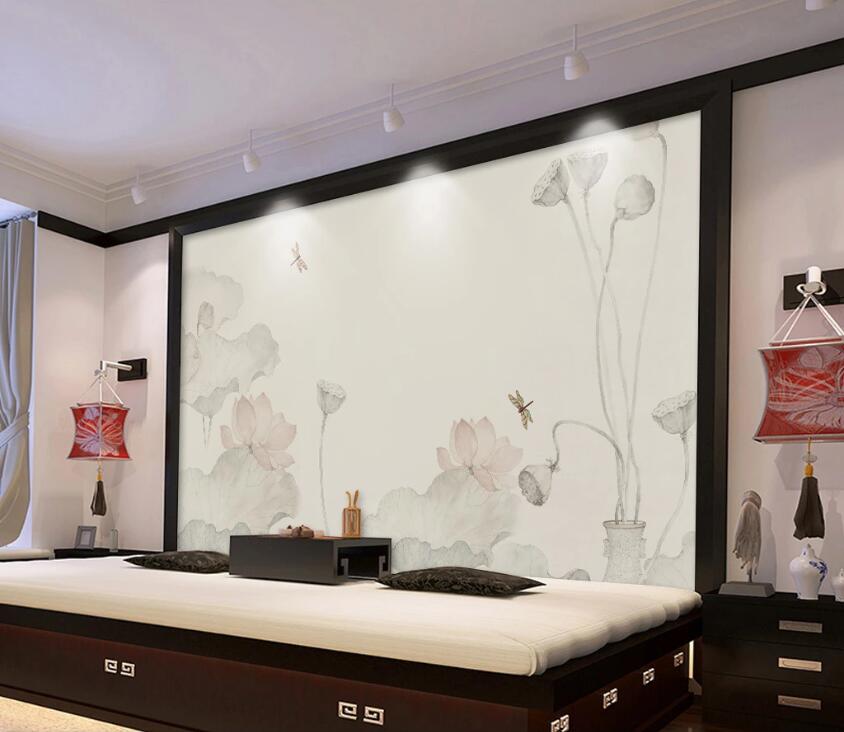 3D Lotus Pond WC77 Wall Murals Wallpaper AJ Wallpaper 2