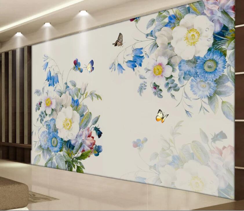 3D Flower Butterfly WC61 Wall Murals Wallpaper AJ Wallpaper 2