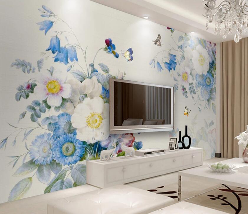 3D Flower Butterfly WC61 Wall Murals Wallpaper AJ Wallpaper 2