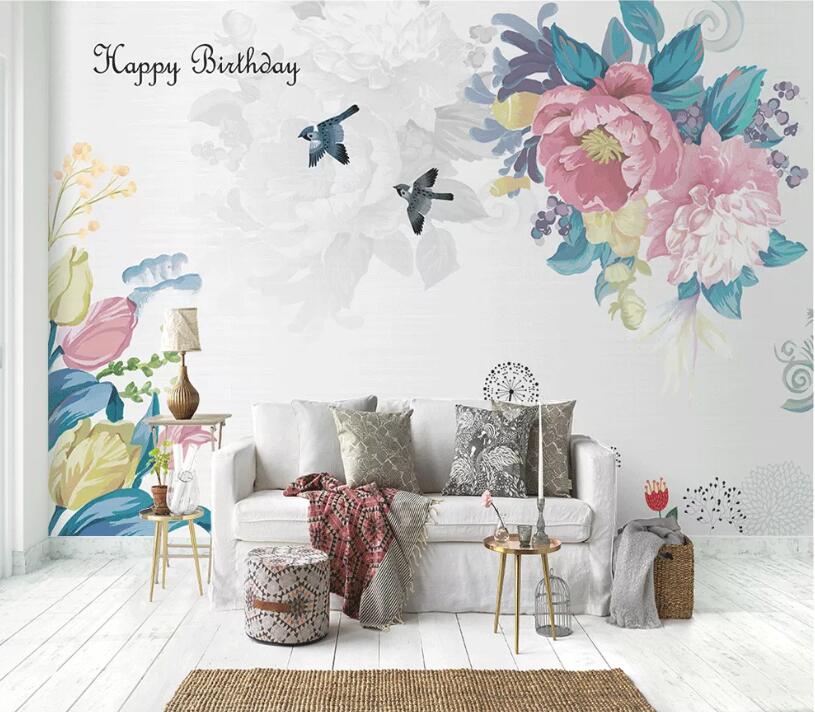 3D Colored Flowers WC71 Wall Murals Wallpaper AJ Wallpaper 2