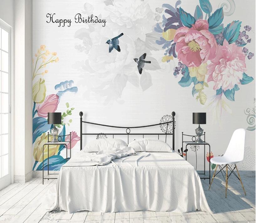 3D Colored Flowers WC71 Wall Murals Wallpaper AJ Wallpaper 2