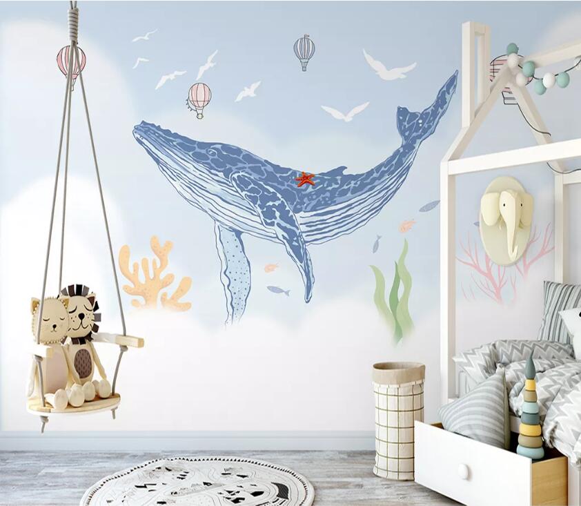 3D Blue Whale WC11 Wall Murals Wallpaper AJ Wallpaper 2