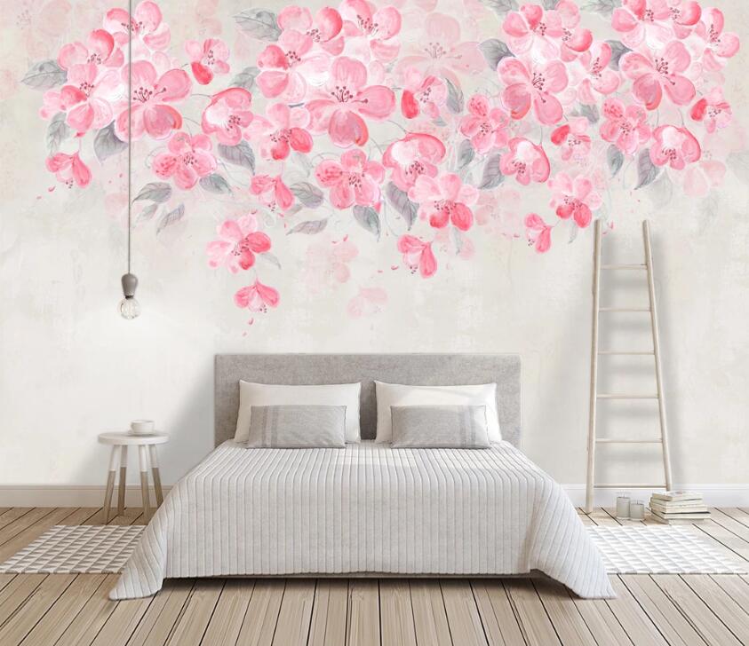 3D Pink Flowers WC02 Wall Murals Wallpaper AJ Wallpaper 2