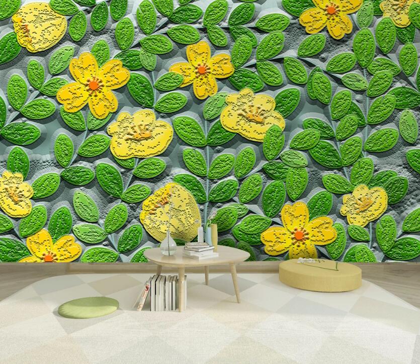 3D Leaves Flowers WC66 Wall Murals Wallpaper AJ Wallpaper 2