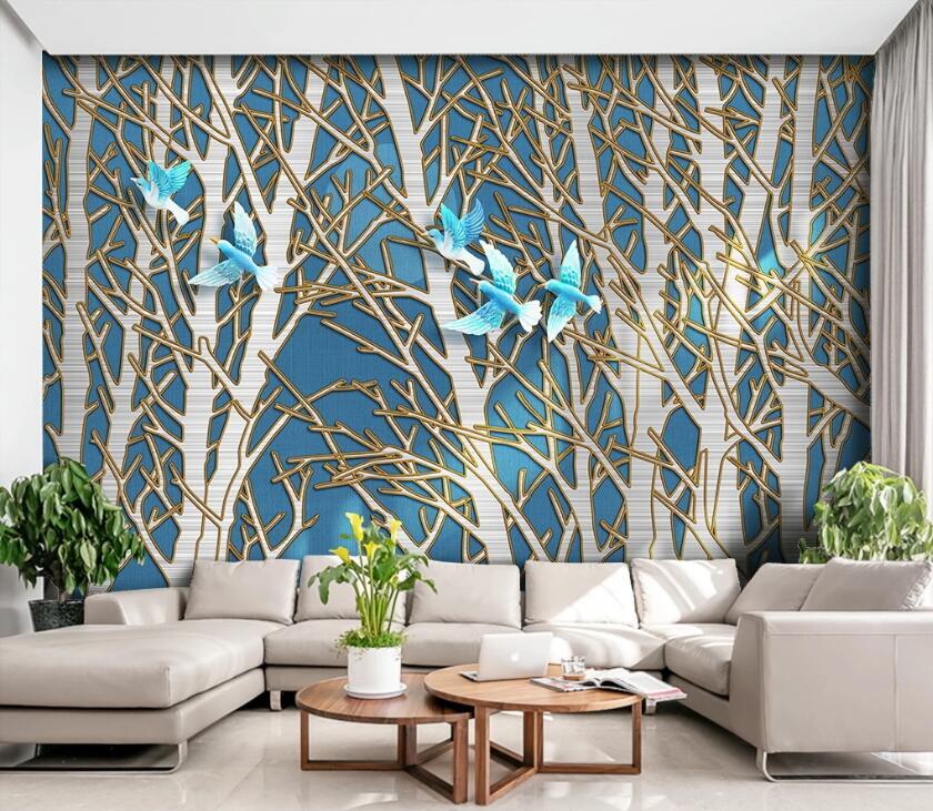 3D Bird Branch WC42 Wall Murals Wallpaper AJ Wallpaper 2