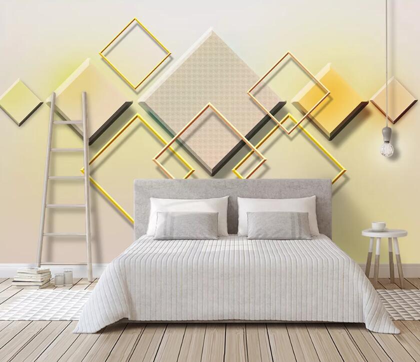 3D Yellow Square WC24 Wall Murals Wallpaper AJ Wallpaper 2