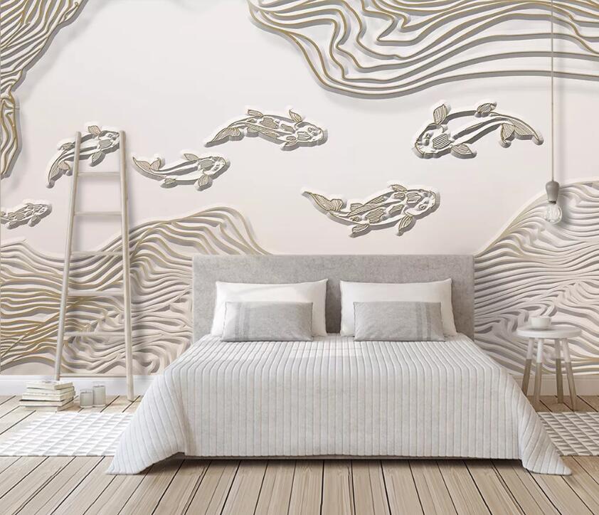 3D Carving Fish WC27 Wall Murals Wallpaper AJ Wallpaper 2