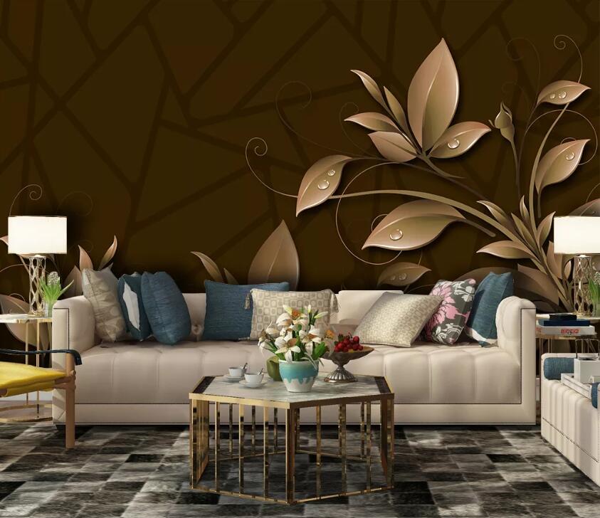 3D Raindrops On Leaves WC09 Wall Murals Wallpaper AJ Wallpaper 2