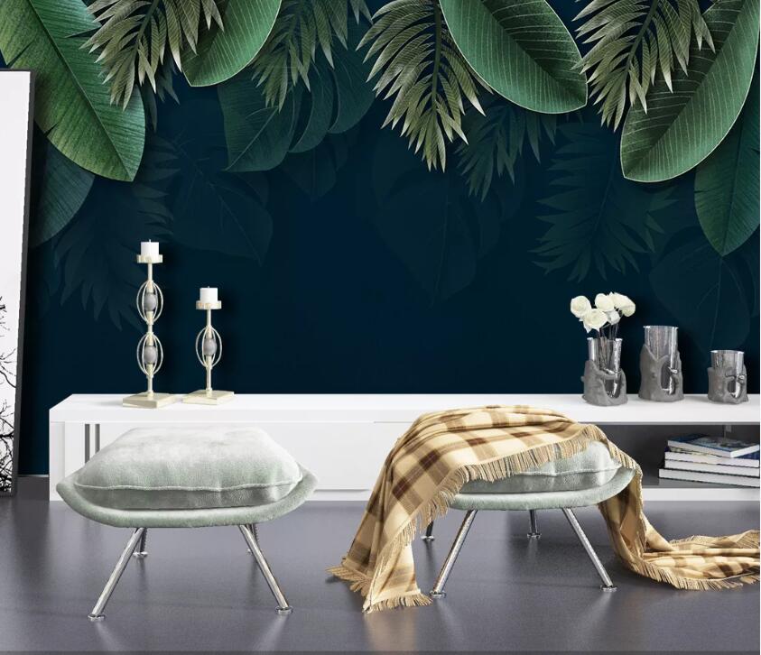 3D Green Leaf WC08 Wall Murals Wallpaper AJ Wallpaper 2