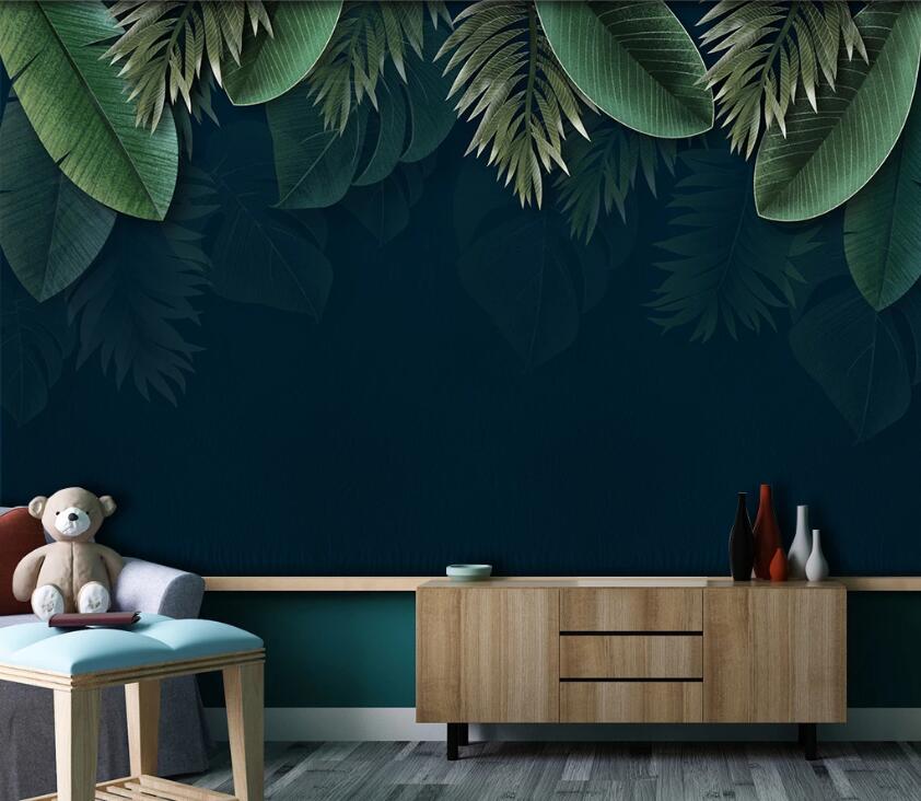 3D Green Leaf WC08 Wall Murals Wallpaper AJ Wallpaper 2