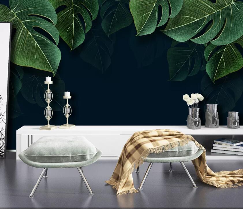 3D Green Leaf WC07 Wall Murals Wallpaper AJ Wallpaper 2