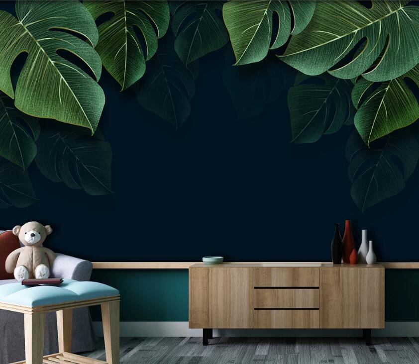 3D Green Leaf WC07 Wall Murals Wallpaper AJ Wallpaper 2