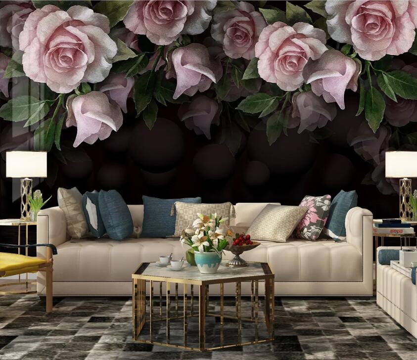 3D Pink Rose WC04 Wall Murals Wallpaper AJ Wallpaper 2