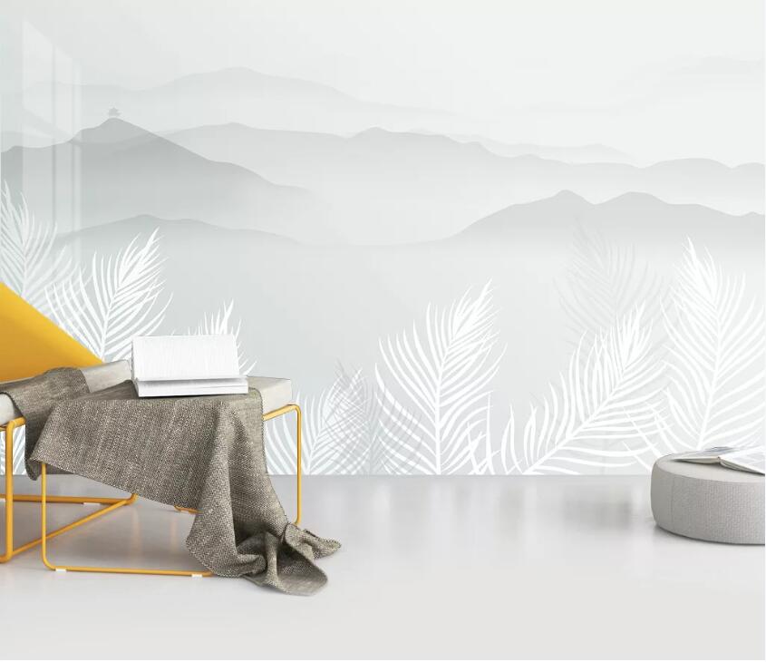 3D White Leaves WC92 Wall Murals Wallpaper AJ Wallpaper 2