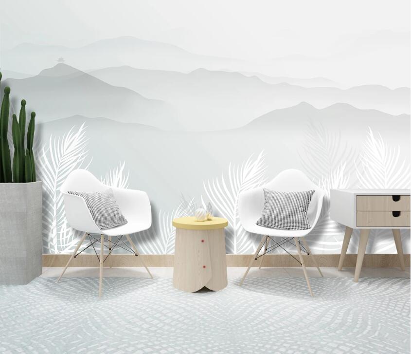 3D White Leaves WC92 Wall Murals Wallpaper AJ Wallpaper 2