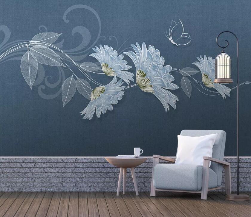 3D Sketch Flowers WC77 Wall Murals Wallpaper AJ Wallpaper 2
