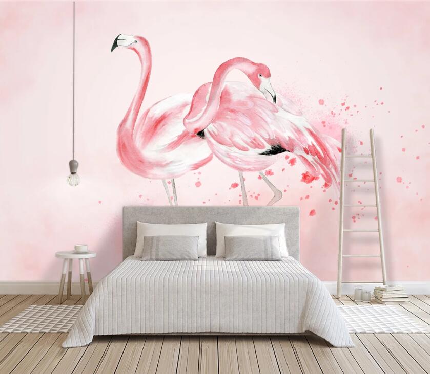 3D Pink Flamingo WC75 Wall Murals Wallpaper AJ Wallpaper 2