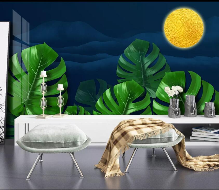 3D Leaves Moon WC48 Wall Murals Wallpaper AJ Wallpaper 2