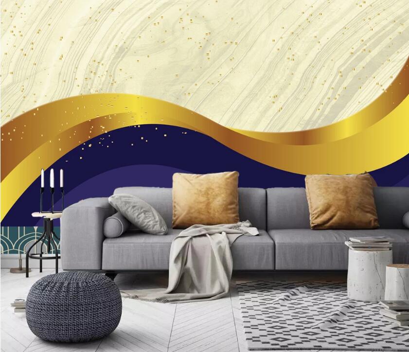 3D Golden Wave WC47 Wall Murals Wallpaper AJ Wallpaper 2