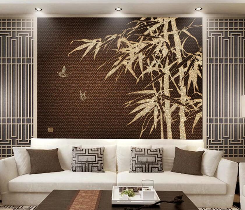 3D Bamboo Leaves WC46 Wall Murals Wallpaper AJ Wallpaper 2
