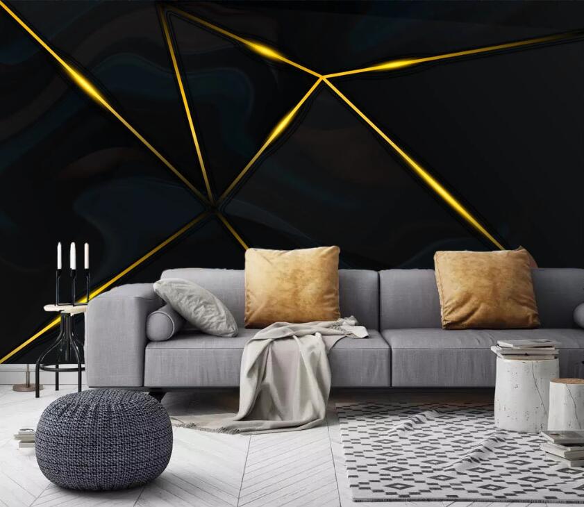 3D Golden Polygon WC31 Wall Murals Wallpaper AJ Wallpaper 2
