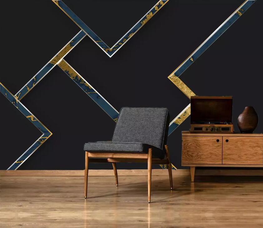 3D Golden Geometry WC29 Wall Murals Wallpaper AJ Wallpaper 2