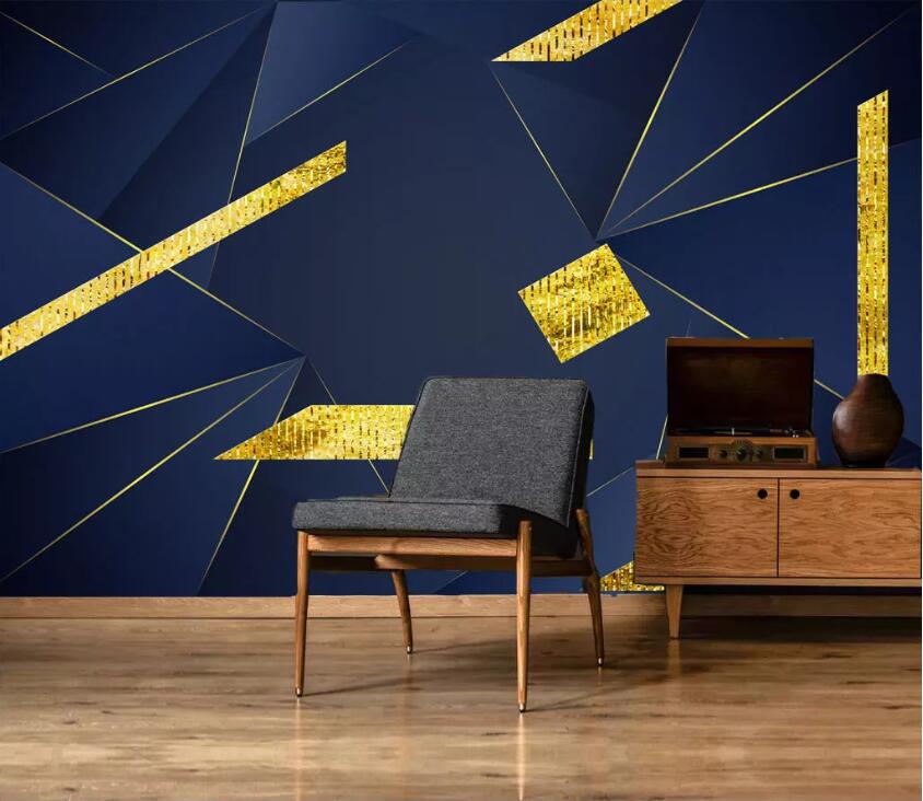 3D Golden Geometry WC28 Wall Murals Wallpaper AJ Wallpaper 2