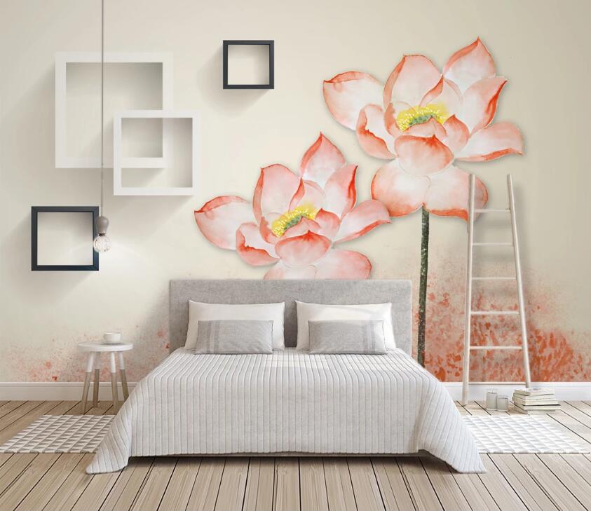 3D Pink Lotus WC22 Wall Murals Wallpaper AJ Wallpaper 2